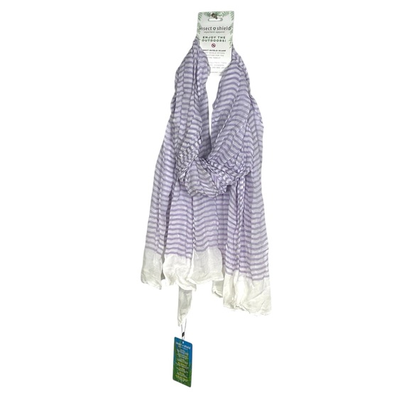 NWT Insect Shield Repellent Versatile Purple and White Striped Scarf - Picture 1 of 10